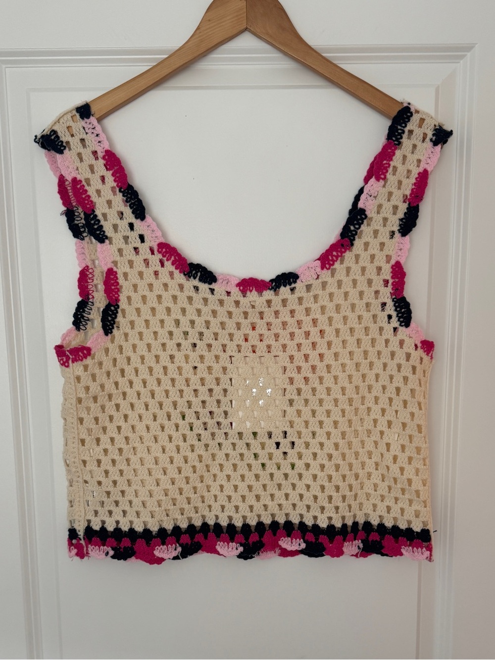 Rebellion Cream Crochet Cropped Tank with Colorful Fruit Appliqués - Picture 2 of 3